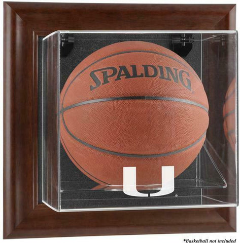 Miami Hurricanes Brown Framed Wall-Mountable Basketball Display Case - Fanatics