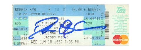 Deion Sanders Signed Cincinnati Reds 6/18/1997 @ Indians Ticket BAS 37273
