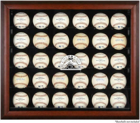 Colorado Rockies Logo Mahogany Framed 30-Ball Display Case - Fanatics