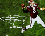 Johnny Manziel Autographed Texas A&M 8x10 Aerial Passing PF Photo- Beckett Auth