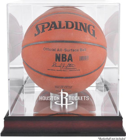 Houston Rockets Mahogany Team Logo Basketball Display Case