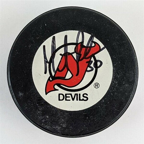 Martin Brodeur Signed New Jersey Devils Logo Hockey Puck (JSA COA)