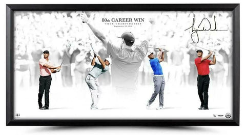 TIGER WOODS Autographed "Victory" 36" x 18" Framed Photograph UDA LE 80
