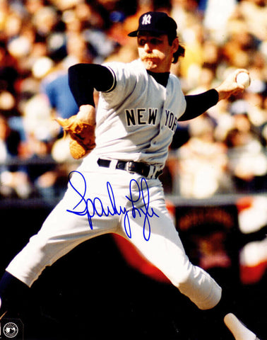 Sparky Lyle Signed New York Yankees Pitching Action 8x10 Photo - SCHWARTZ