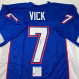 Autographed/Signed Michael Mike Vick Pro Bowl Blue Football Jersey PSA/DNA COA