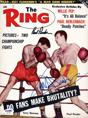 Terry Downes & Paul Pender Autographed The Ring Magazine Cover PSA/DNA #S47610
