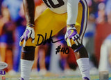 Devin White Autographed LSU 8x10 PF Photo In Stance White Jersey - Beckett Auth