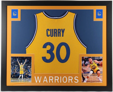 Stephen Curry 35x43 Custom Framed Golden State Warriors Jersey Display