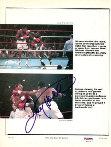 Larry Holmes Autographed Signed Magazine Page Photo PSA/DNA #S49131