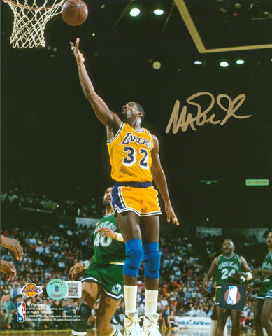 Lakers Magic Johnson Authentic Signed 8x10 Photo Vs Mavericks BAS Witnessed