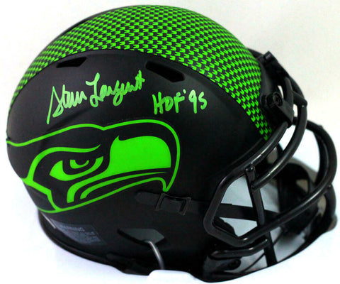 Steve Largent Autographed Seahawks Eclipse Mini Helmet w/ HOF-Beckett W *Green