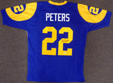 LOS ANGELES RAMS MARCUS PETERS AUTOGRAPHED BLUE JERSEY BECKETT BAS STOCK #152073