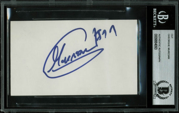 Bullets Gheorghe Muresan Authentic Signed 3x5 Index Card BAS Slabbed