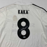 Autographed/Signed Ricardo Kaka Real Madrid White Soccer Jersey Beckett BAS COA