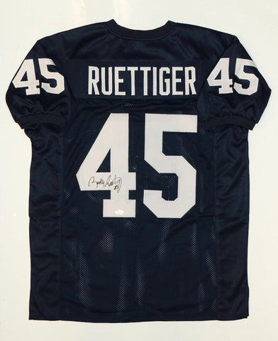 Rudy Ruettiger Autographed Navy Blue College Style Jersey- JSA Witnessed Auth