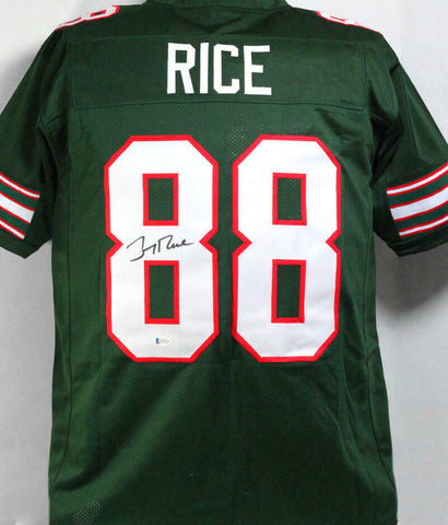 Jerry Rice Autographed Green College Style Jersey - Beckett W Auth *L8