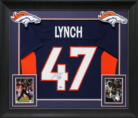 John Lynch Authentic Signed Navy Blue Pro Style Framed Jersey BAS Witnessed