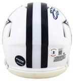 Cowboys Emmitt Smith Signed 2022 Alt White Speed Mini Helmet BAS Witnessed