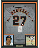 Framed Autographed/Signed Juan Marichal 33x42 San Francisco Grey Jersey JSA COA