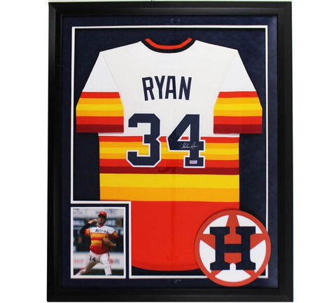 Nolan Ryan Signed Houston Astros LED Framed Nike Auth Rainbow MLB Jersey