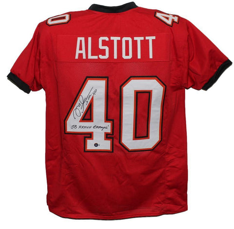 Mike Alstott Autographed/Signed Pro Style Red XL Jersey SB Champs Beckett 39144