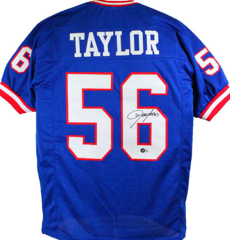 Lawrence Taylor Autographed Blue Pro Style Jersey- Beckett W *Black