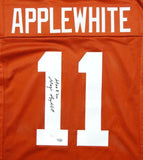 Major Applewhite Autographed Orange College Style Jersey w/ Hook Em- JSA W Auth