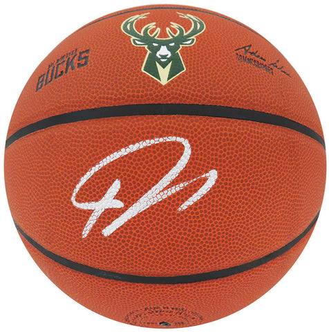 Giannis Antetokounmpo Signed Wilson Milwaukee Bucks Logo NBA Basketball (SS COA)
