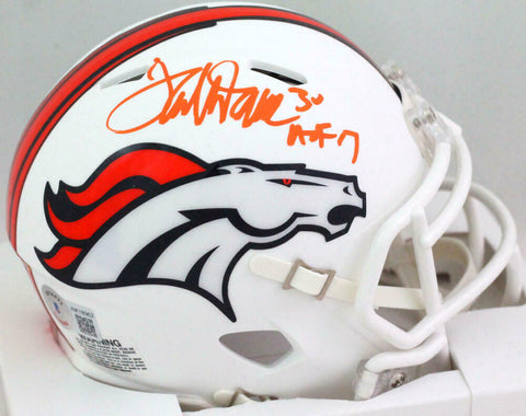 Terrell Davis Autographed Broncos Flat White Mini Helmet w HOF- Beckett W*Orange