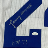 Autographed/Signed LENNY MOORE HOF 75 Baltimore White Football Jersey JSA COA