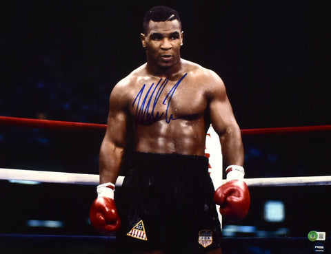 Mike Tyson Autographed 16x20 In Ring Photo- Beckett W Hologram *Blue