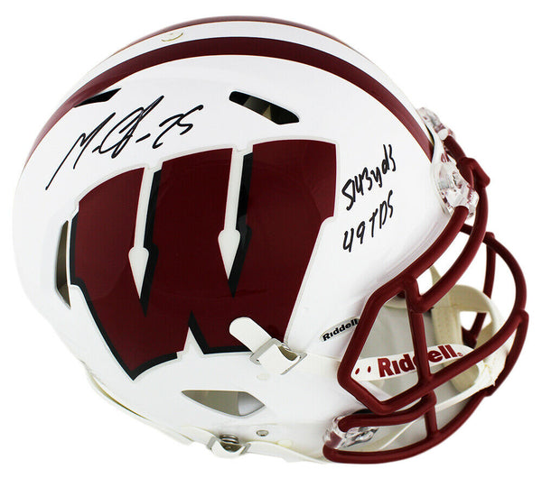 Melvin Gordon Signed Wisconsin Badgers Speed Authentic Helmet - Career Stats