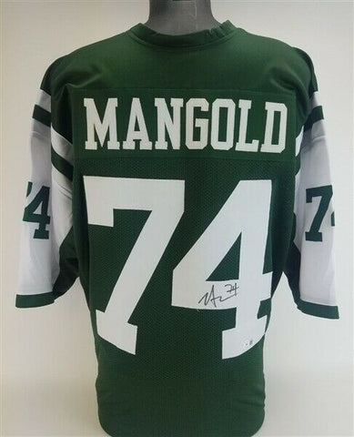 Nick Mangold Signed New York Jets Green Jersey (Beckett Holo) 7xPro Bowl Center
