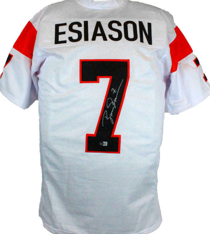 Boomer Esiason Autographed White Pro Style Jersey-Beckett W Hologram *Silver