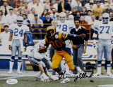 Henry Ellard Autographed 8x10 LA Rams Against Dallas Photo- JSA Witnessed Auth