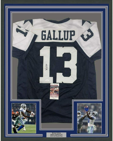 Framed Autographed/Signed Michael Gallup 33x42 Dallas TG Jersey JSA COA