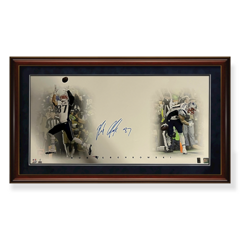 Rob Gronkowski Signed Autographed Photograph Framed to 20x35 Gronk Holo