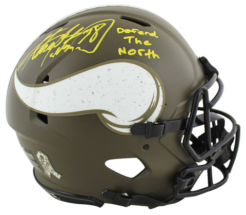 Adrian Peterson "DTN" Signed Salute To Service F/S Speed Proline Helmet BAS Wit