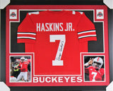 Dwayne Haskins Signed Ohio State Buckeyes 35 x 43 Custom Framed Jersey / JSA COA