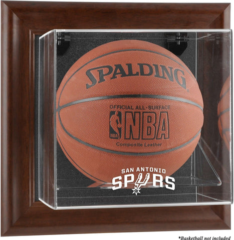San Antonio Spurs Brown Framed Wall-Mounted Team Logo Basketball Display Case