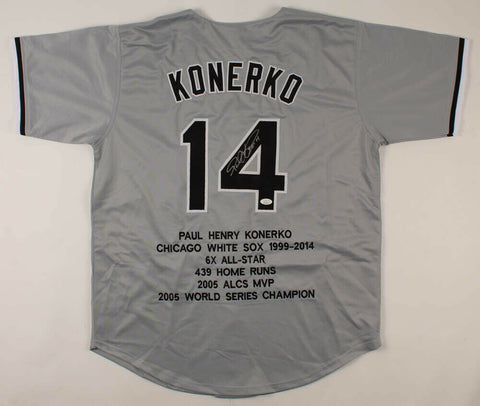 Paul Konerko Chicago White Sox Signed Career Highlight Stat Jersey (JSA COA)