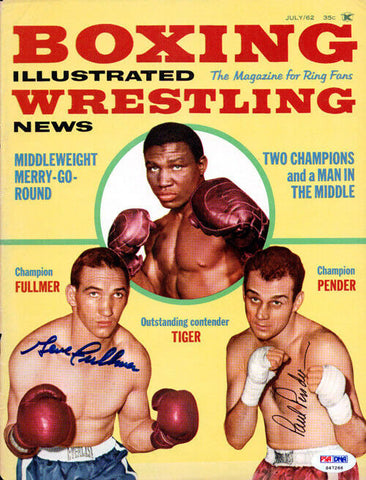 Gene Fullmer & Paul Pender Autographed Boxing Illustrated Cover PSA/DNA S47266