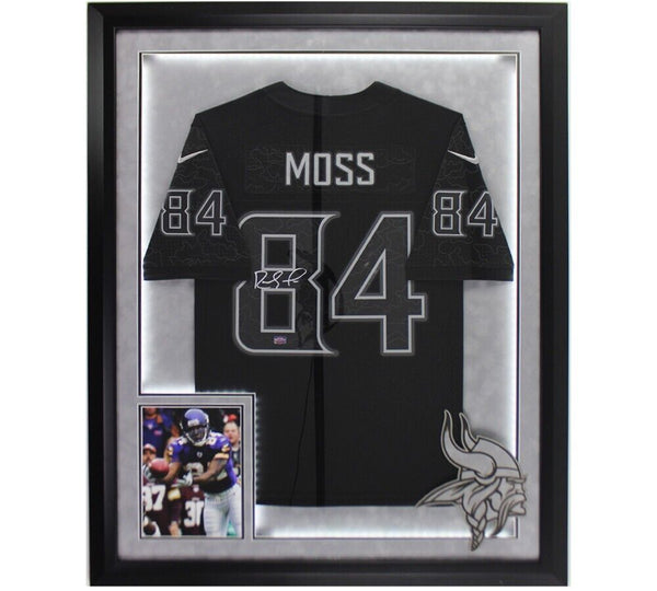 Radtke Sports Randy Moss Signed Minnesota Vikings LED Framed Nike Limited Black Jersey