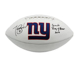 Tiki Barber Signed New York Giants Embroidered White NFL Football-Giants ROH