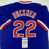 Autographed/Signed BILL BUCKNER Chicago Blue Baseball Jersey JSA COA Auto