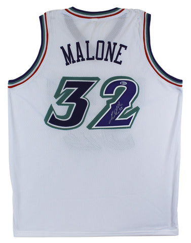 Karl Malone Authentic Signed White Pro Style Jersey Autographed BAS Witnessed