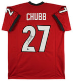 Nick Chubb Authentic Signed Red Pro Style Jersey Autographed BAS Witnessed