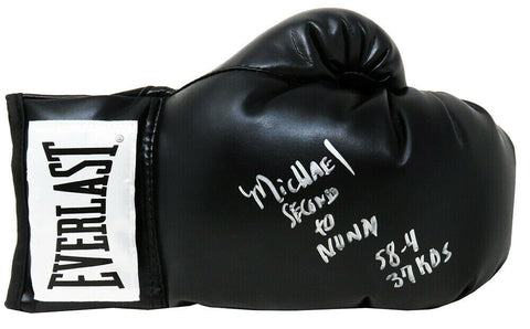 Michael Nunn Signed Everlast Black Boxing Glove w/58-4, 37KO's (SCHWARTZ COA)