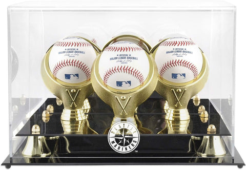 Seattle Mariners Golden Classic Three Baseball Logo Display Case - Fanatics