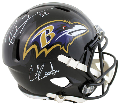 Ravens Ray Lewis & Ed Reed Signed Full Size Speed Rep Helmet BAS Witnessed
